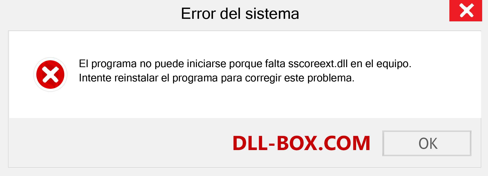 ¿Falta el archivo sscoreext.dll ?. Descargar para Windows 7, 8, 10 - Corregir sscoreext dll Missing Error en Windows, fotos, imágenes